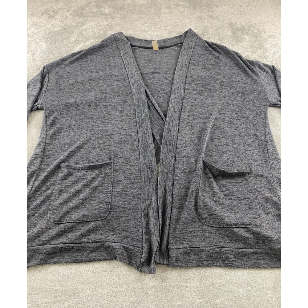 Xersion Womens XL Gray Heathered Open‎ Front Cardigan Pockets Criss Cross Back - Picture 4 of 16